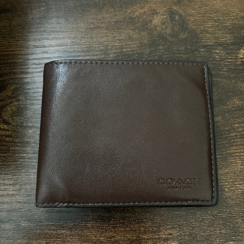 Coach Dark Brown Leather Card Holder